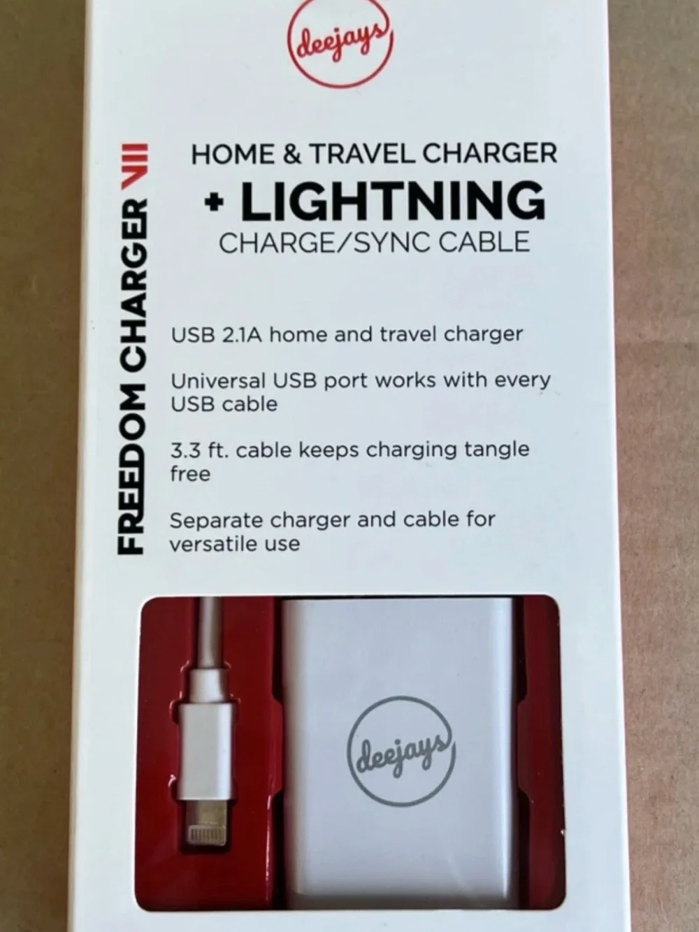 Deejays Home & Travel Charger 8 Pin Connector Charge/Sync Fast Charge 3.3f